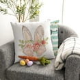 thumbnail image 2 of hofaaa Happy Easter Throw Pillow Covers 18x18 Set of 4 Hello Spring Bunny Eggs Stripes Home Decor for Couch G206-18, 2 of 6