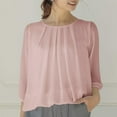 thumbnail image 2 of Women's 3/4 Sleeve Tunic Tops Casual Loose Fit Floral Blouses Mesh Pleated Layered Shirt, 2 of 4