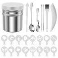 thumbnail image 1 of 24 Pcs Coffee Latte Art Set Creative Latte Art Kit Practical Coffee Decorating Stencil with Powder Shaker Pen Spoon Stick for Home Cafe Restaurant Use-silver-, 1 of 9