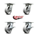 thumbnail image 2 of 5 Inch V Groove Semi Steel Swivel Caster Set with Ball Bearings 2 Brakes SCC, 2 of 2