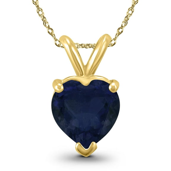SZUL Women's 14K Yellow Gold 5MM Heart Sapphire Pendant