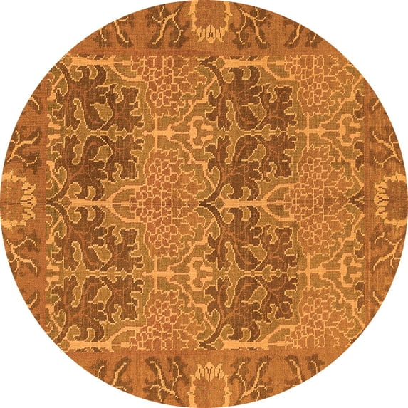 Ahgly Company Indoor Round Abstract Orange Modern Area Rugs, 3' Round