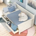 thumbnail image 2 of Euroco Twin Size Dayed with 2 Storage Drawers for Bedroom Low Profile Platform Bed, White, 2 of 15