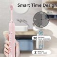 thumbnail image 4 of PATLOLLAV Pink Electric Toothbrush for Adults,8 Replacement Brush Heads and 6 Modes,Rechargeable Toothbrush One Charge for 30 Days,Travel Electric Toothbrushes with 2 Mins Timer,Clearance, 4 of 5