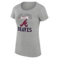 thumbnail image 2 of Women's G-III 4Her by Carl Banks Heather Gray Atlanta Braves Super-Slim Fit Lightweight Team Logo Graphic T-Shirt, 2 of 5