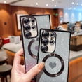 thumbnail image 5 of Magnetic Case for Samsung Galaxy S22 Ultra Luxury Plating Bling Gradient Glitter Cute Heart Cover Compatible with MagSafe Soft Clear Shockproof Protective Case for S22 Ultra 5g 6.8" (Black), 5 of 11