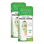 Sudden Change Green Tea Facial Mask - Diminish Wrinkles, Puffiness More - Improve Texture, Purify Pores Remove Excess Oil - Made with Antioxidants - Relaxing Sensation (3.4 oz, Pack of 2)