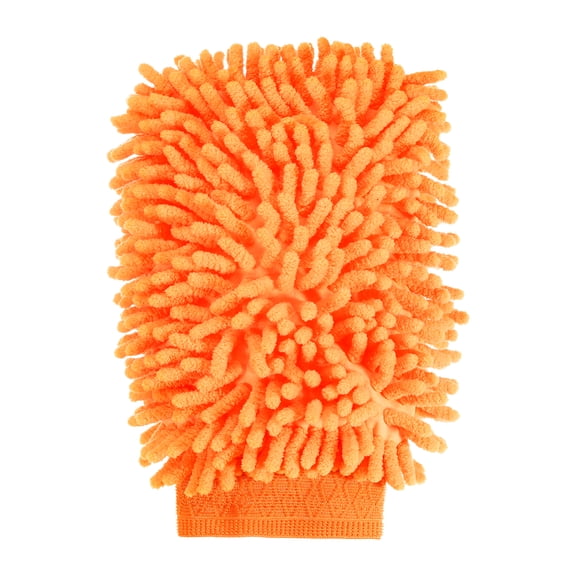 Premium Chenille Microfiber Car Wash Mitts 9.8" x 7.9" Scratch Free Wash Gloves Absorbent Double Sided Plush Cleaning Drying Mitts for Car Washing Home Orange Yellow