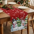 thumbnail image 3 of Christmas Snowman Snowflake Table Runner 18x72in Non-Slip Cotton Linen Table Runners, Pine on Red Background Dresser Scarves TableRunner for Dinner Kitchen Dining Wedding Party, 3 of 9