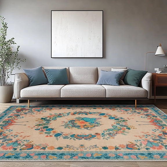 ZENELESS Area Rugs for Living Room,5x7ft Machine Washable Non Slip Modern Rugs for Home decor Living Room Dining Room Bedroom Den Nursery Blue