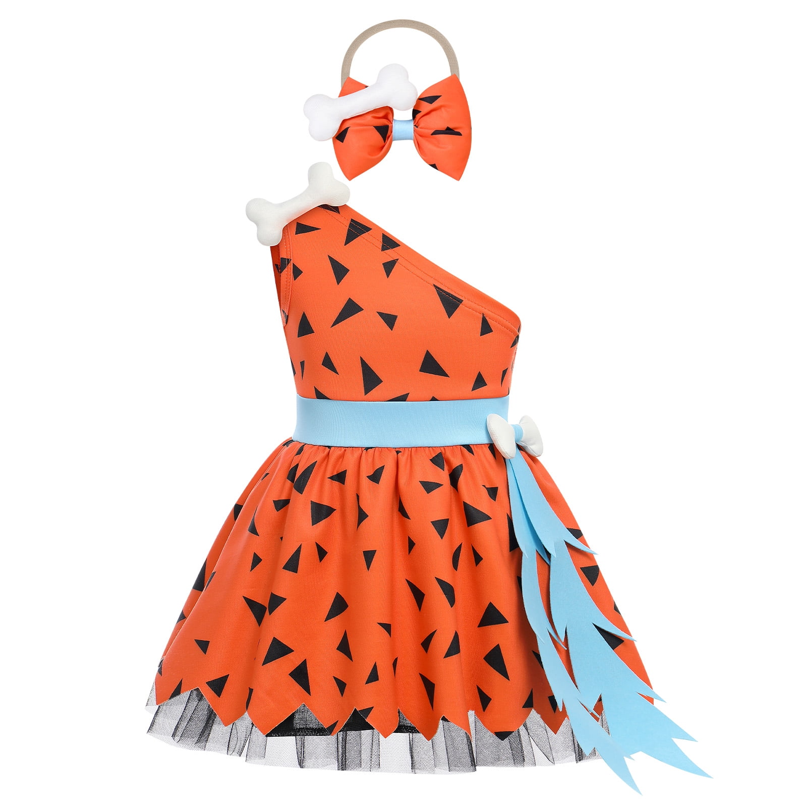 IWEMEK Girls Dress Cosplay Cavegirl Costume for Infant Girl Cute Casual Summer Comfy Tutu Stone Age Themed Birthday Outfit