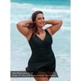 thumbnail image 2 of RELLECIGA Women's Ruched Tummy Control Swimdress One Piece Skirt Swimsuits, 2 of 8