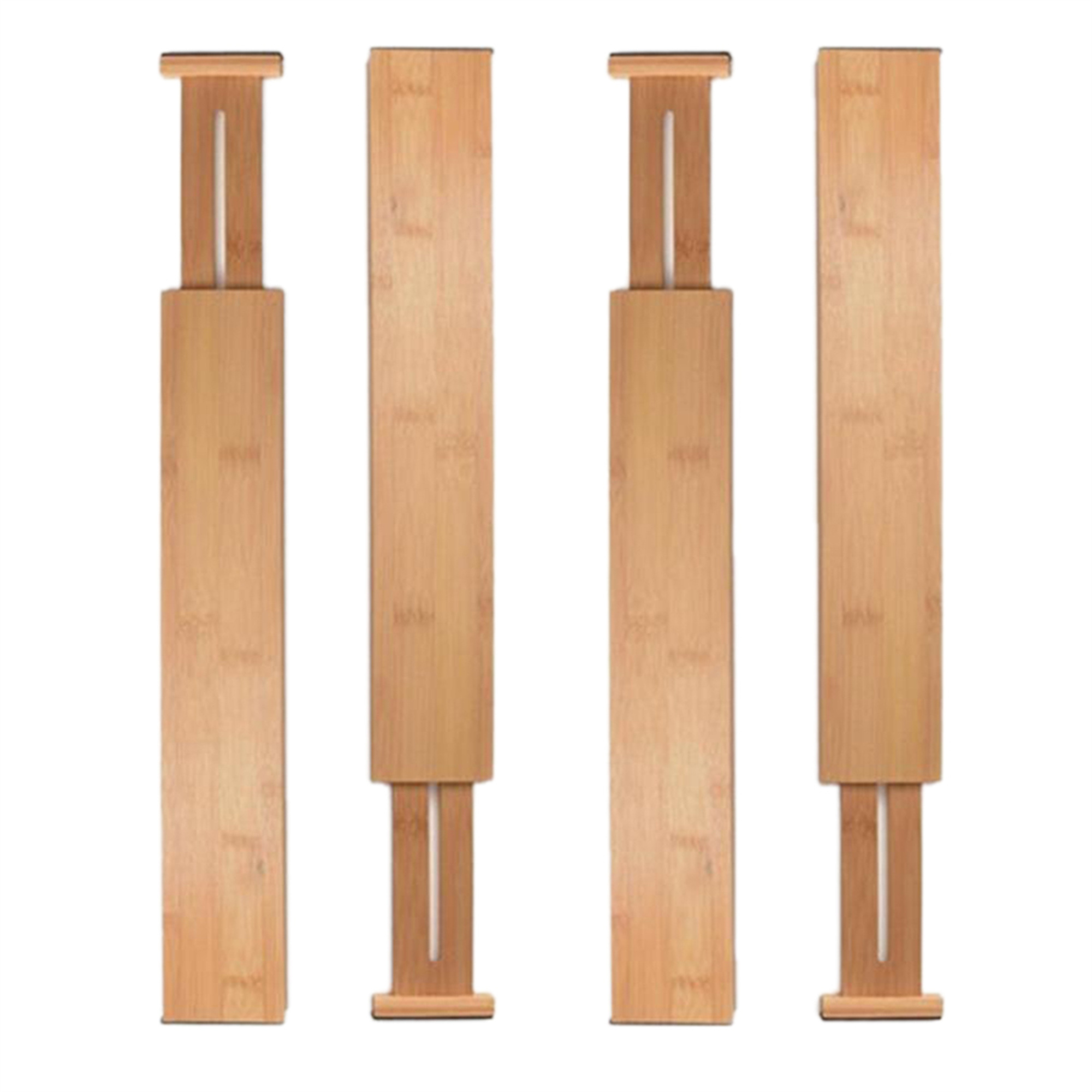 Springcmy 4 Pack Bamboo Drawer Dividers Home Kitchen Bedroom Spring Loaded Adjustable Drawer