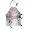 thumbnail image 1 of Winter Apron Snowy Leafless Trees and Benches in the City Park Sunset Woodland Outdoors, Unisex Kitchen Bib Apron with Adjustable Neck for Cooking Baking Gardening, Umber White Orange, by Ambesonne, 1 of 3