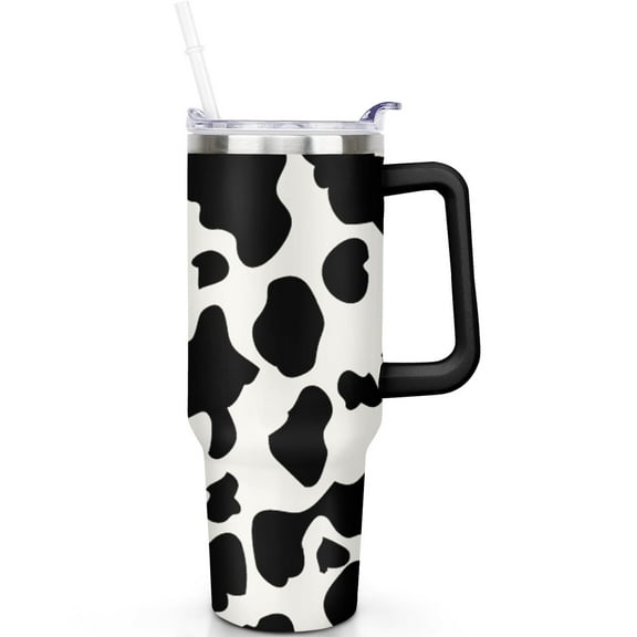 40 oz Cow Print Tumbler with Spill Proof Lid 40oz Cow Print Theme Tumbler with Handle Straw Double Insulated Travel Cup Cow Print Gifts for Men Women Travel Tumbler Must Have