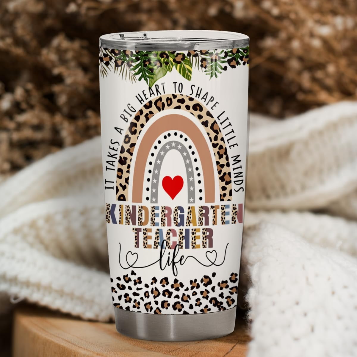 Kindergarten Teacher Appreciation 20 Oz Tumbler - Must-Have Supplies for Kinder Teachers, Best Christmas Funny Gift From Students