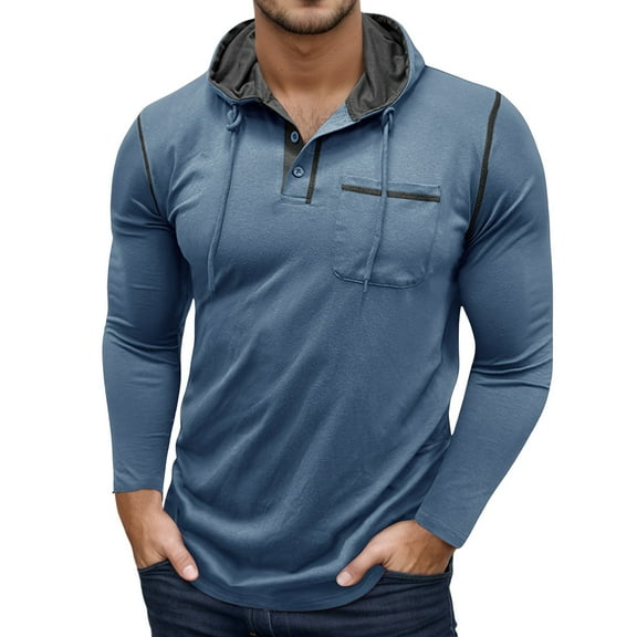 Long Sleeve T Shirts for Men UV Hiking Fishing Travel Tops Men's Long Sleeve Hooded T Shirt Casual Comfortable Pullover Top For Daily Wear Home Outdoor Hiking Spring Summer Fall