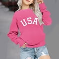 thumbnail image 2 of Girls USA Graphic Oversized Sweatshirts Letter Print Crewneck Long Sleeve Casual Loose Pullover Tops, 2 of 7