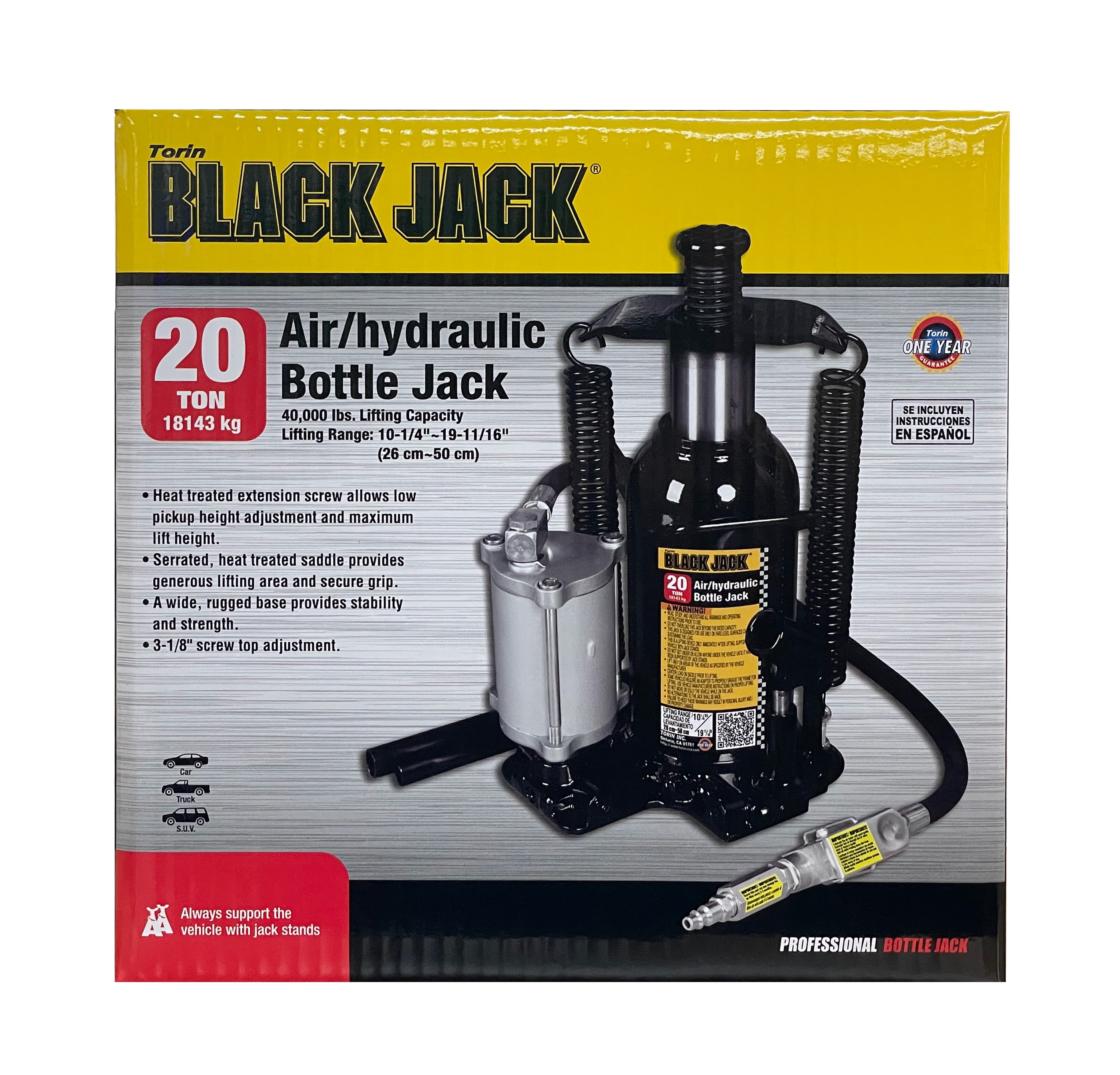 Black Jack TQ20006W Air Bottle Jack, Welded Structure, 20 Ton