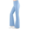 thumbnail image 3 of CCRFTGI Flare Leggings for Children Girls Size 8 High Waist Yoga Leggings Athletic Sports Bell Bottoms Casual Pants Light Blue With Pockets 5-6 Years, 3 of 4