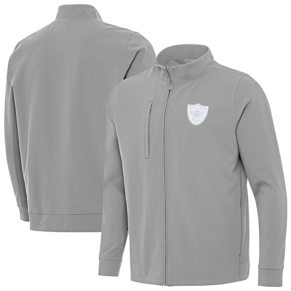 Men's Antigua  Gray Las Vegas Raiders Regard Full-Zip Jacket
