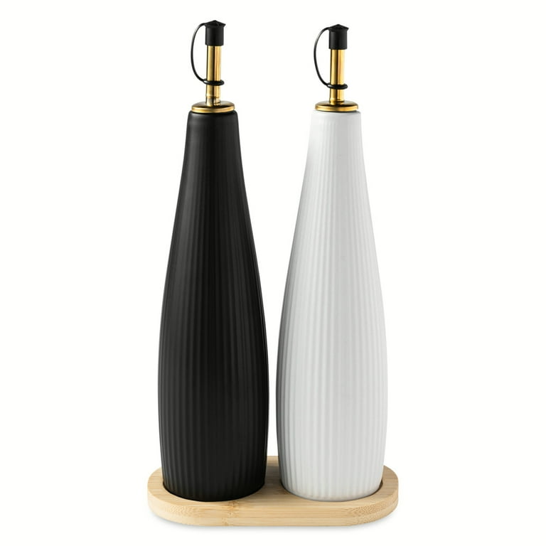 2 pack) Thyme & Table Ceramic Oil and Vinegar Cruet Set with