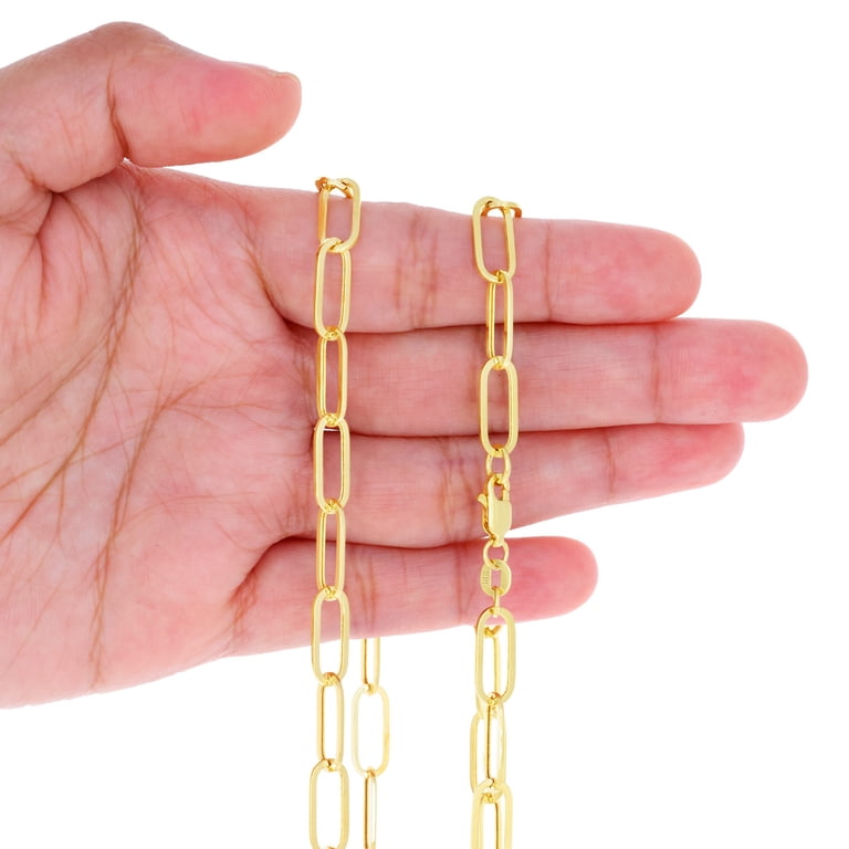 14K Gold Plated Paperclip Chain Necklace - 2.5mm Wide, 16" To 26" Length, Tarnish Resistant, Unisex