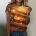 thumbnail image 2 of GERsome Women's 4th of July Short-Sleeve Crewneck T-Shirt American Flag Patriotic Tops USA Flag Stars Stripes Loose Fit Summer Tee S-5XL, 2 of 5