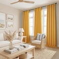 thumbnail image 3 of HPD Half Price Drapes Dandelion Gold Faux Linen Room Darkening Curtains for Bedroom & Living Room Curtains (1 Panel), Door & Window Curtains 108 inches long, Rod Pocket Curtains & drapes, 50W X 108L, 3 of 10