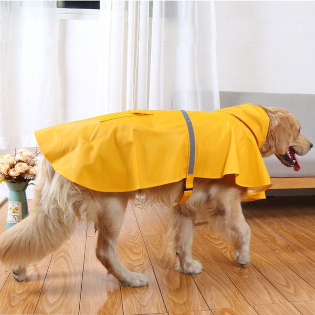 CRAFTHROU Raincoat for Small Dogs Waterproof PU Yellow Hoodie for Wet Weather 1Pack