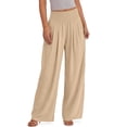 thumbnail image 2 of Sundazz Wide Leg Pants for Women Summer Smocked Waisted Palazzo Pants Baggy Flowy Trousers, XS-XL, 2 of 8