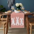 thumbnail image 2 of Easter Bunny Table Runner - 72 Inch Long, Kitchen Dining Table Runner Dresser Scarves, Cute Rabbit Family Vintage Pink Abstract Farmhouse Decor for Coffee Tables Wedding Party Banquet, 2 of 8