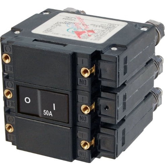 Blue Sea Systems 7565 Breaker, C, 3 Pole Flat-rocker Ac 50a