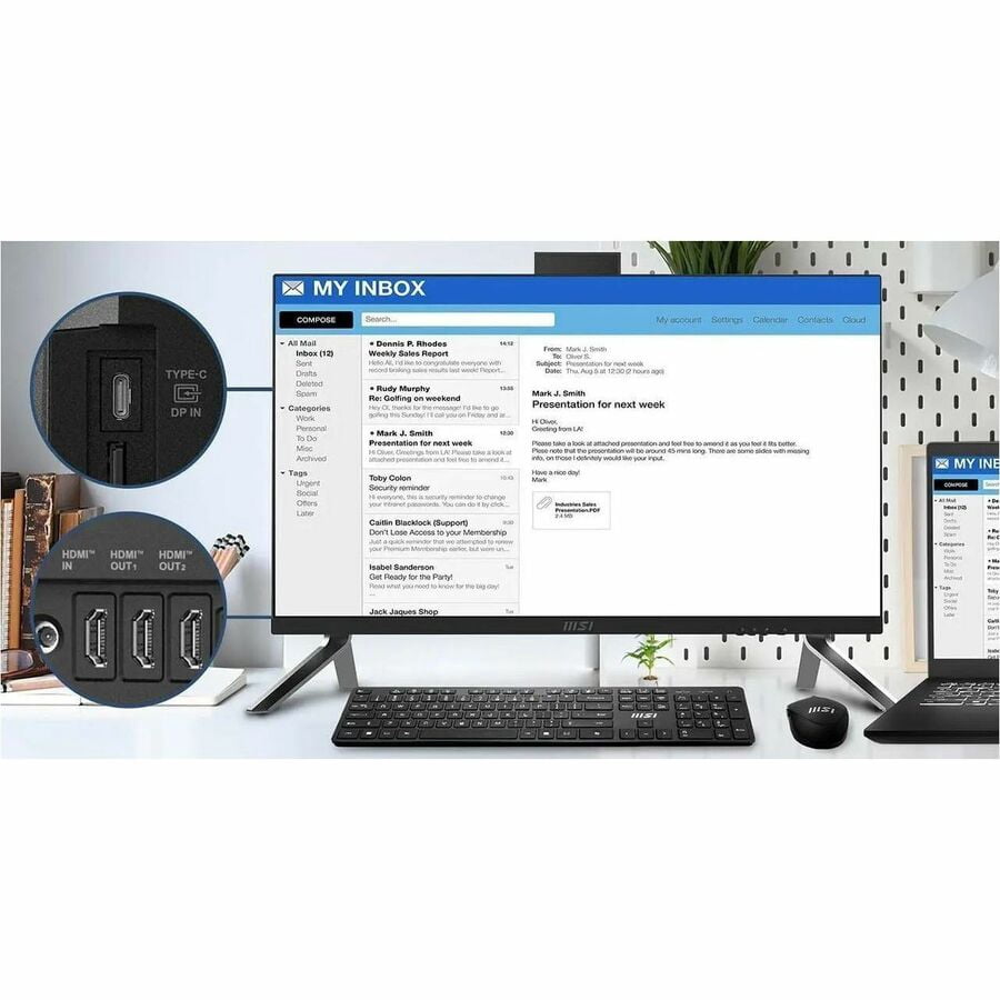 MSI Modern AM273Q AI MODERN AM273Q AI 1UM-037US All-in-One Computer - Intel Core Ultra 7 155H - 32 GB - 1 TB PCI Express NVMe SSD - 27" WQHD - Desktop - Black - Intel Chip - 2560 x 1440 - Windows 1...
