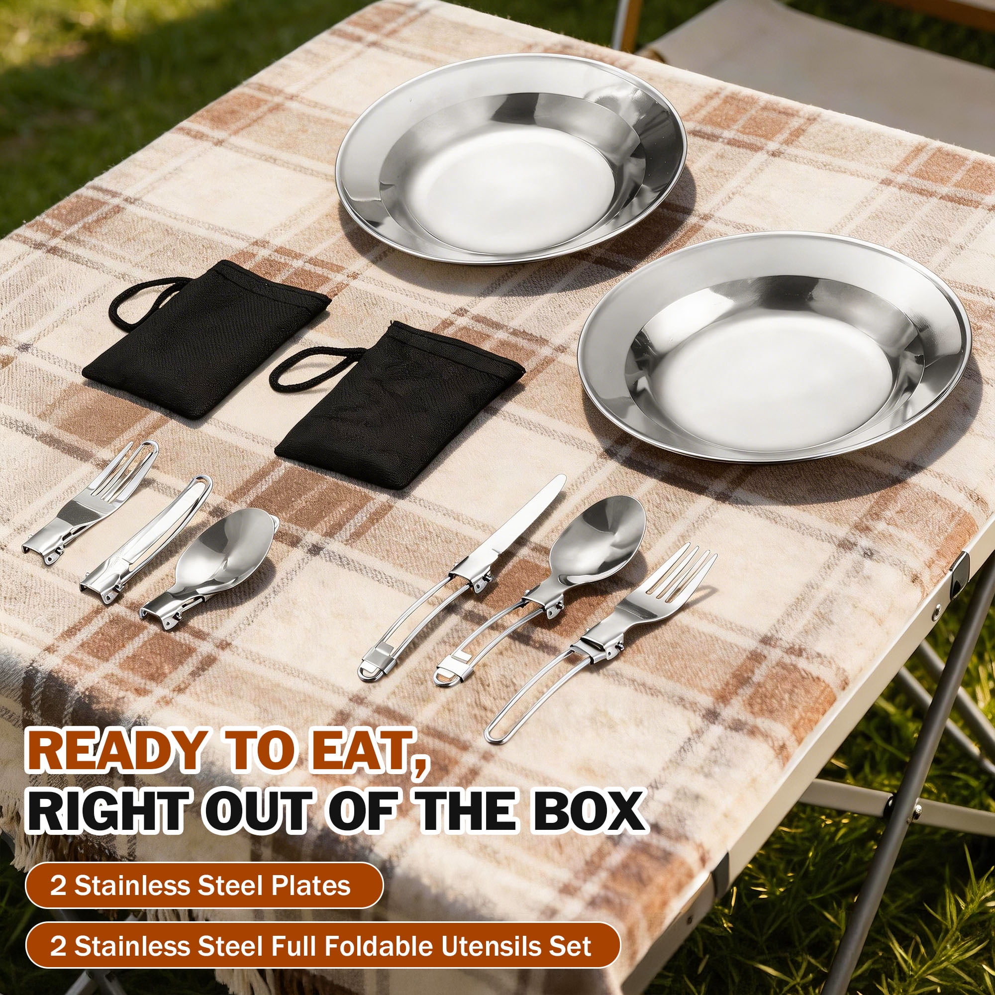 Coliware 25Pcs Portable Camping Cookware Set, Non-Stick Lightweight Pot Pan Kettle Set with Stainless Steel Plates Cups Utensils Carry Bag, Cookware Mess Kit for Backpacking, Hiking, Picnic & Outdoor