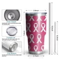 thumbnail image 6 of 30oz Pink Breast Cancer Tumblers Stainless Steel Tumbler with Lid and Straw,Vacuum Insulated Double Wall Travel Tumbler Cups Mug with Cleaning Brush for Coffee,Tea, 6 of 7