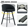 thumbnail image 4 of FIRAVOE Bar Stools with Back Set of 2, Swivel Bar Height Bar Stools with Footrest (30") Faux Leather Black Barstools for Kitchen Island, 4 of 9