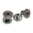 thumbnail image 3 of Pair of Surgical Steel Screw Fit Ear Plug with Pink & Clear CZ Gems, 3 of 9