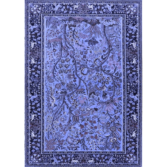 Ahgly Company Machine Washable Indoor Rectangle Animal Blue Traditional Area Rugs, 8' x 12'