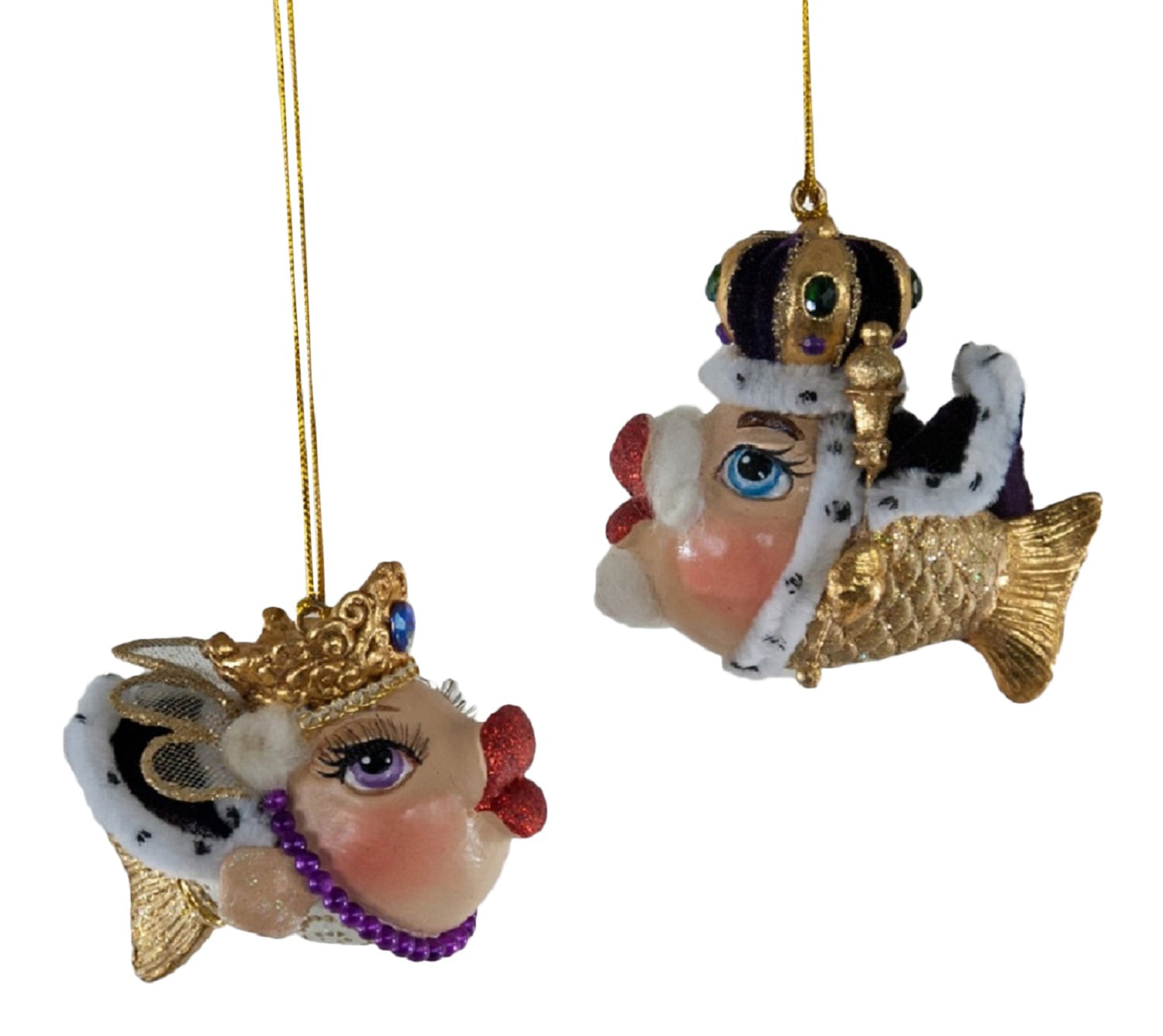 Katherine’s Collection Gold Fish Kissing Fish Ornaments Christmas Baby Shower 