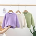 thumbnail image 3 of Toddler Baby Girl Boy Fall Winter Fuzzy Sweater Solid Color Velvet Knitted Pullover Top 1-6T, 3 of 5