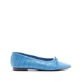 thumbnail image 3 of Schutz Arissa Square Toe Bow Ballet Flats Slip On Ocean Blue Leather Flats (Bright Ocean, 7), 3 of 4