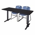 thumbnail image 6 of Regency Cain 60 x 24 in. T-Base Training Seminar Table- Beige & 2 Zeng Stack Chairs- Grey, 6 of 7