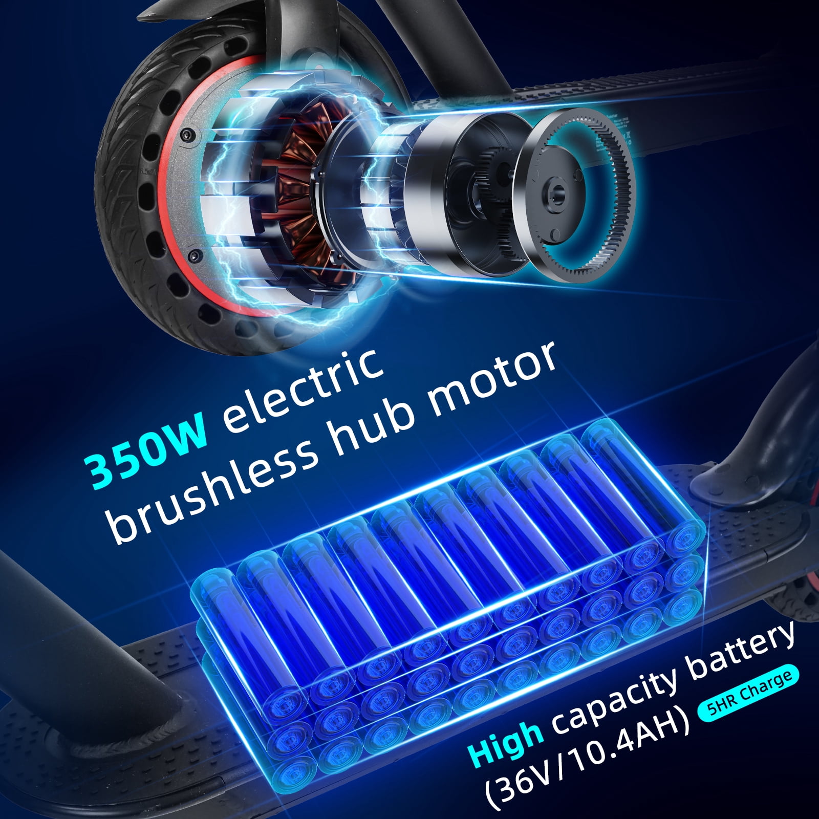 350W 8.5" Electric Scooter for Adult,Class A 10.4Ah Lithium Battery, Motor Up to 18.6 mph & 20 miles long range