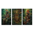 thumbnail image 2 of Designart "Ancient Wisdom Amazon Shaman III" Folk Religion Wall Art Set Of 3 - Traditional Green Canvas Set For Living Room Decor, 2 of 6