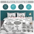 thumbnail image 5 of 3 Pcs Soft Bedding Set, Includes 1 Duvet Cover with Zipper And 2 Pillow Shams,Paris Sketch Hand Drawn Queen(90"×90"), 5 of 8