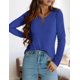 thumbnail image 3 of Remera PRETTYGARDEN Mujer Cuello en V Manga Larga Azul 2XL, 3 of 5