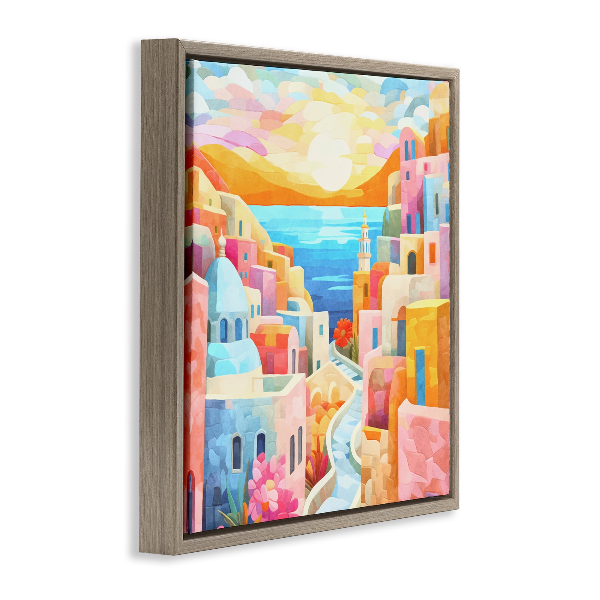 Stupell Industries Pastel Seaside Dreams Scenic & Cityscapes Painting Brown Floater Framed Canvas Art Print Wall Art, 25 x 25