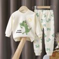thumbnail image 2 of HCNTES Toddler Boys Pajamas Clothes Long Sleeve Tops and Casual Pants 2Pcs Kids All-Weather Dailywear & Loungewear Outfits Set(A01-Green,6-12 Months), 2 of 5