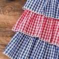 thumbnail image 6 of lnmuld Toddler Girls Independence Day Tiered Dress Red White Blue Plaid Star Embroidery Sleeveless Party Outfit Size:6-12 Months, 6 of 8